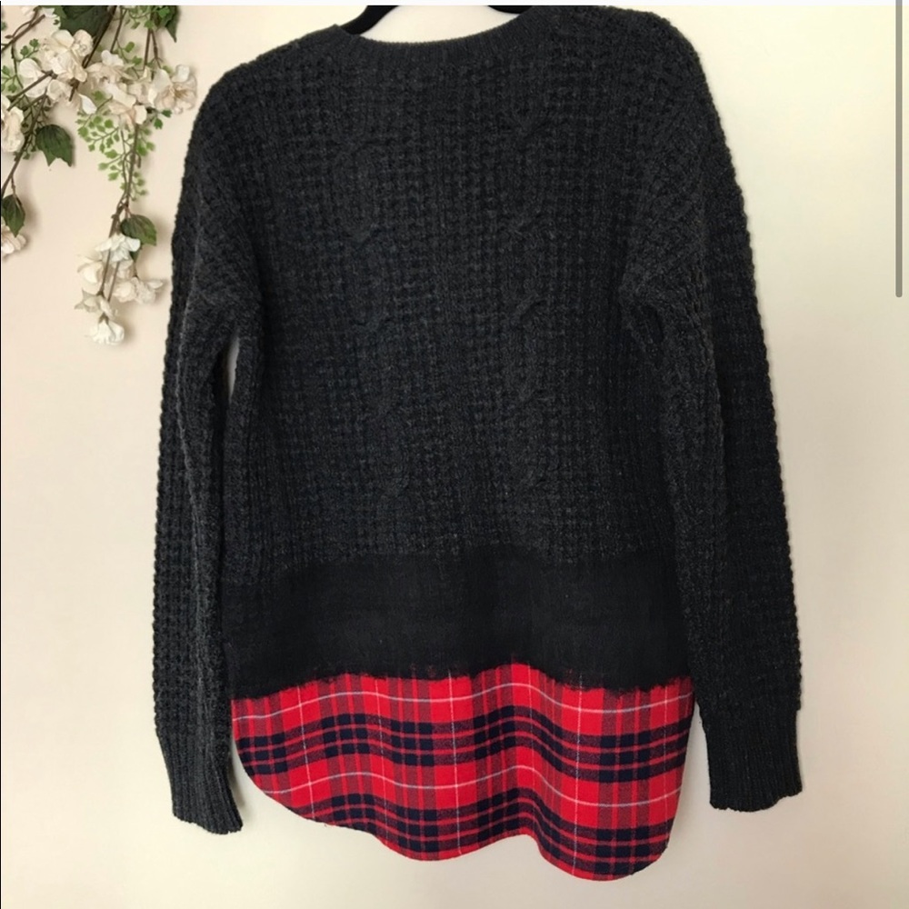Madewell Wintermix Gray with Red Flannel Sweater